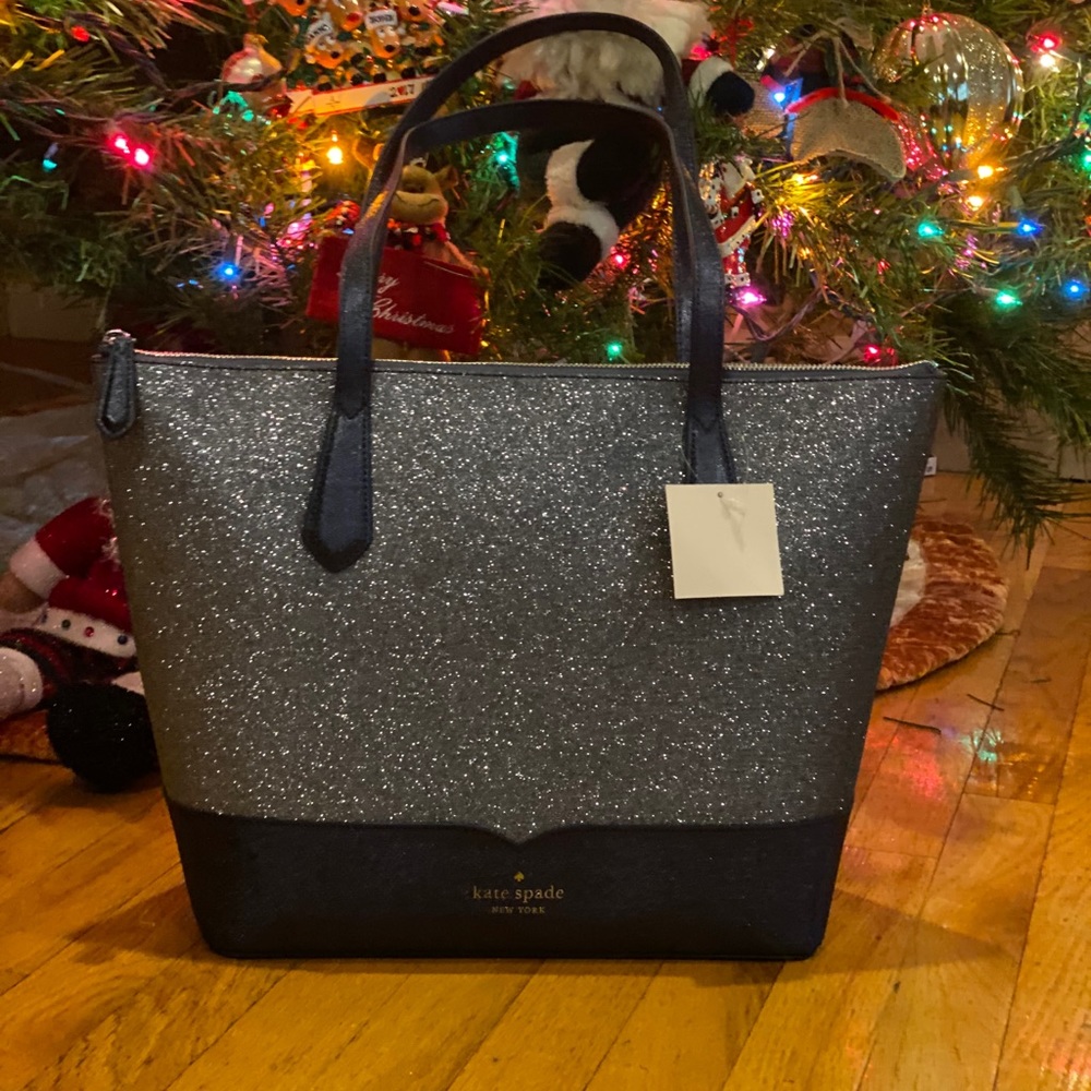 Kate spade Lola glitter large navy tote - Picture 2 of 7